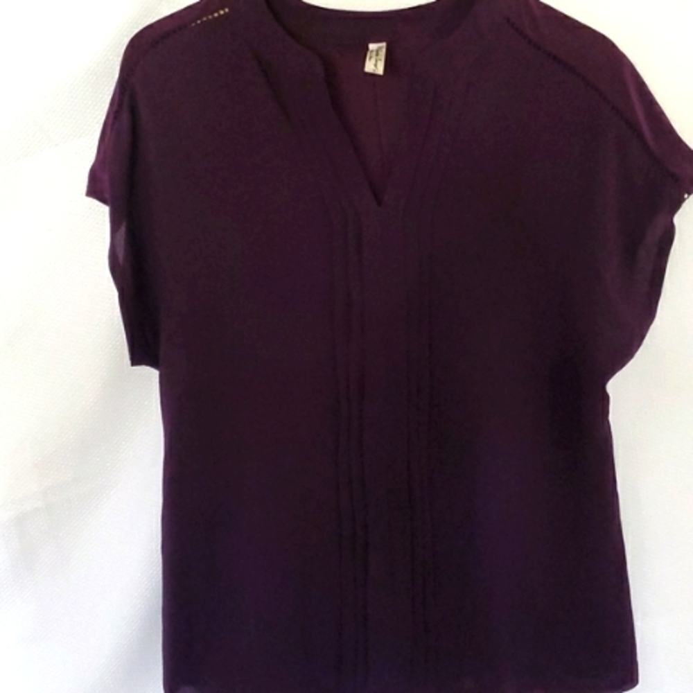 PerSeption Concept Purple Blouse Size Medium V-Neck
